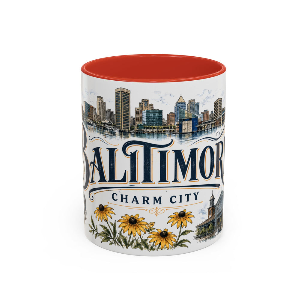 Baltimore Coffee Mug | United States Travel Souvenir | Vintage Illustrated City Gift | 11 oz 15 oz Accent Mug
