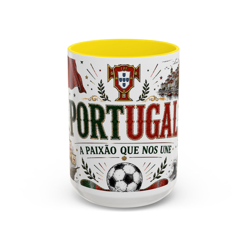 Portugal Soccer Coffee Mug | World Cup Fan Gift | Accent Color Ceramic 11oz 15oz Match Day Cup