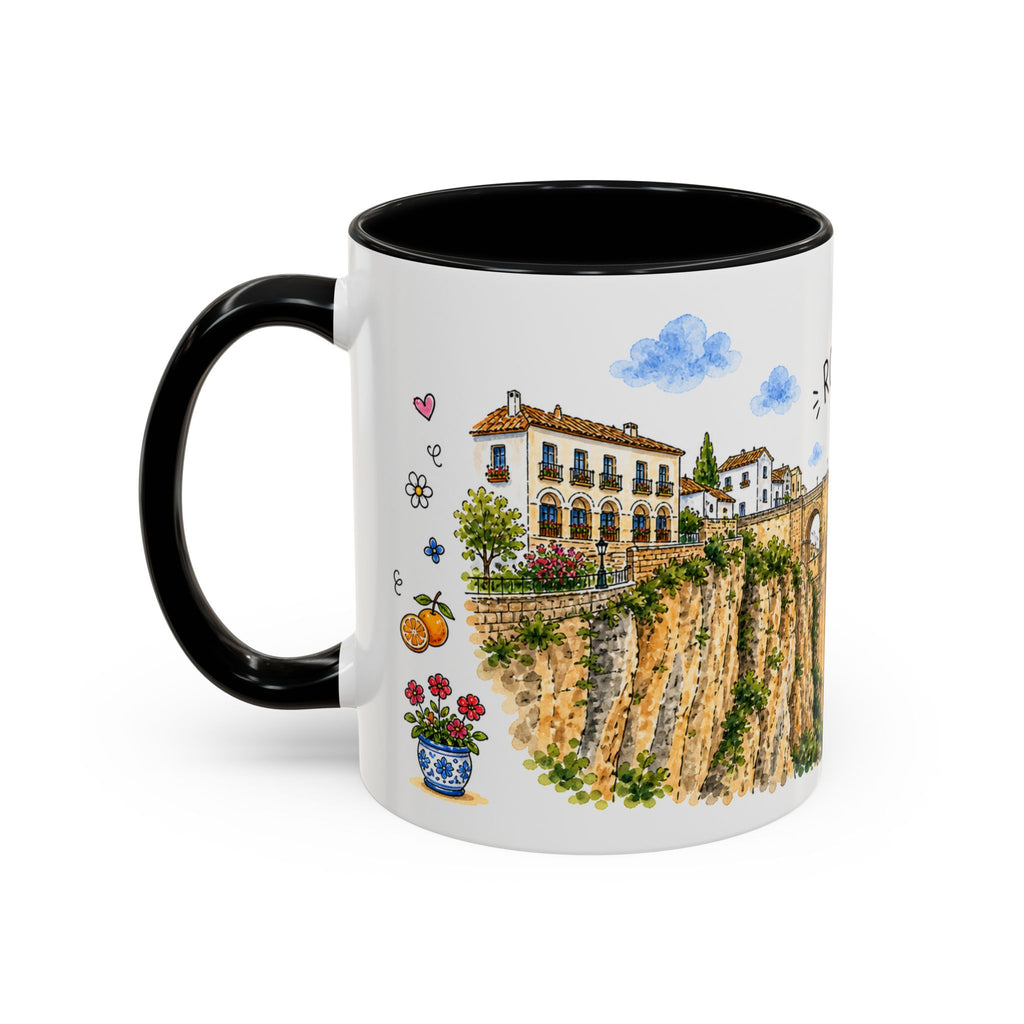 Ronda Illustrated Travel Mug | Spain Souvenir Accent Coffee Mug | 11oz 15oz Ceramic Cup