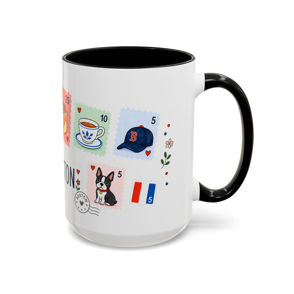 Boston Coffee Mug | Postage Stamp Collage Mug | Travel Souvenir Accent Cup 11oz 15oz