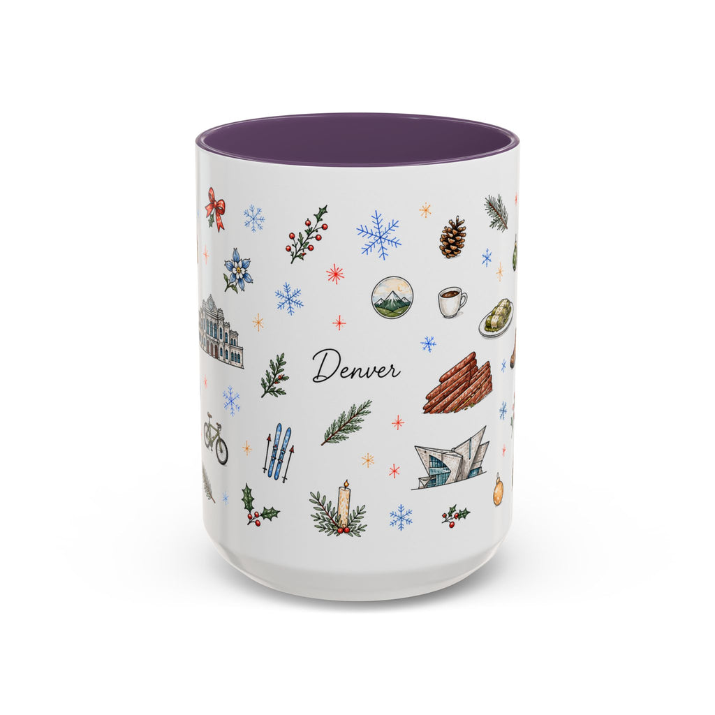 Denver Christmas Mug | Watercolor City Souvenir, Holiday Travel Gift (11oz/15oz)