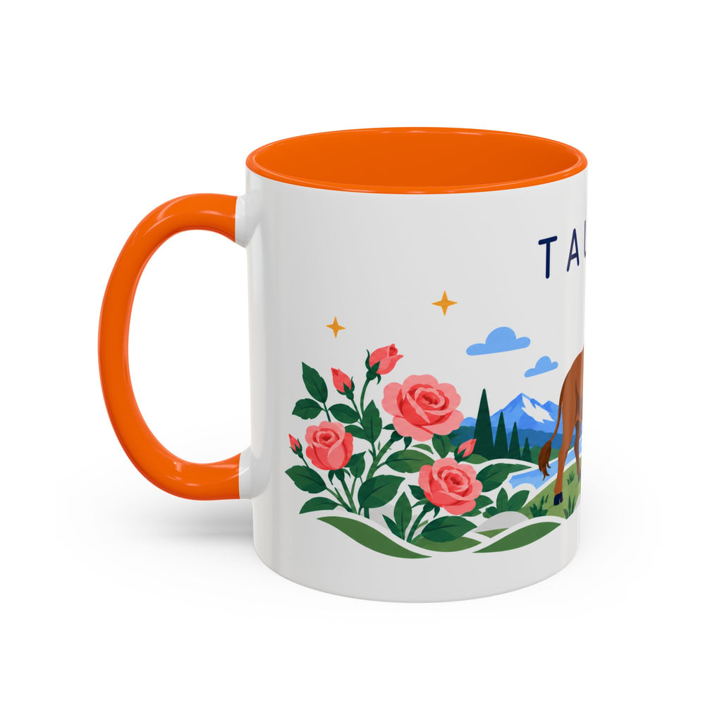 Taurus Zodiac Coffee Mug | Bull and Rose Design | Astrology Birthday Gift | 11 oz 15 oz Ceramic Accent Mug