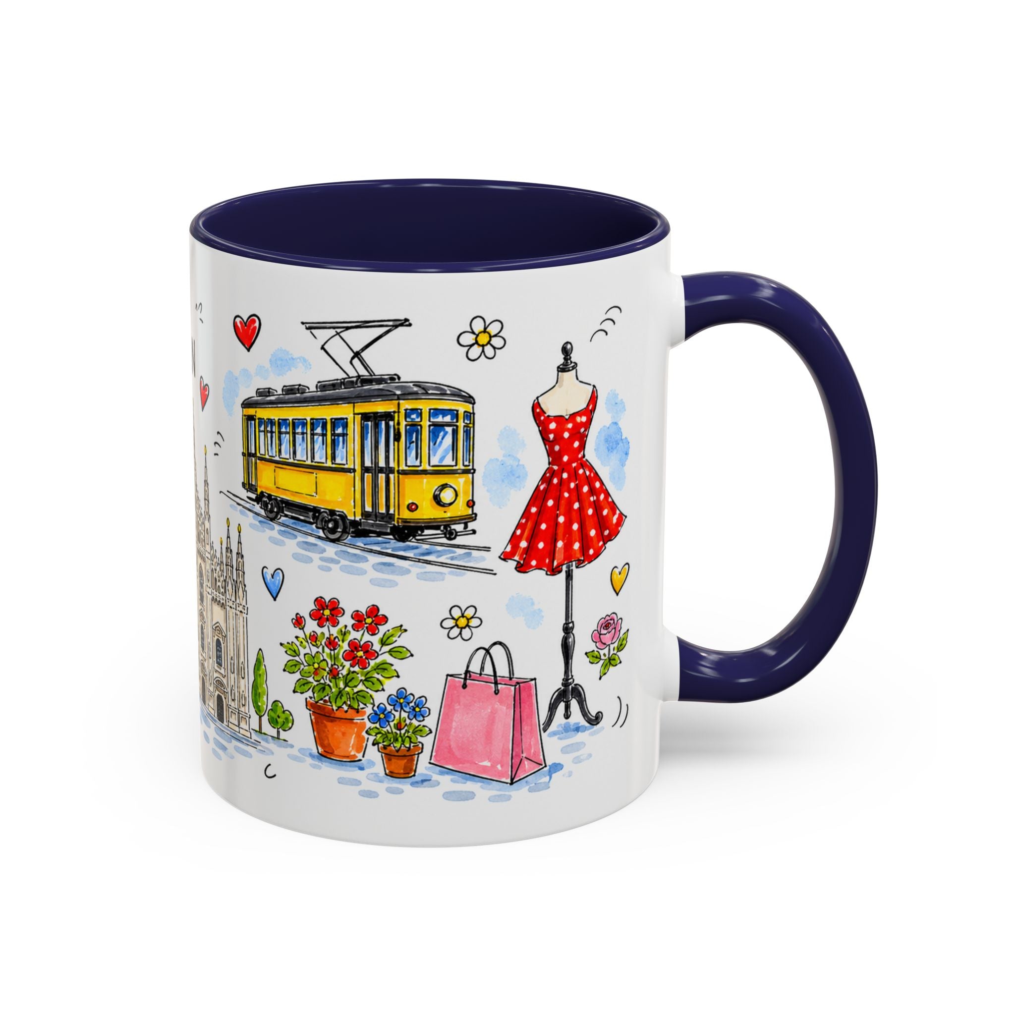 Milan Travel Mug | European City Souvenir Accent Coffee Mug | 11oz 15oz Ceramic Cup