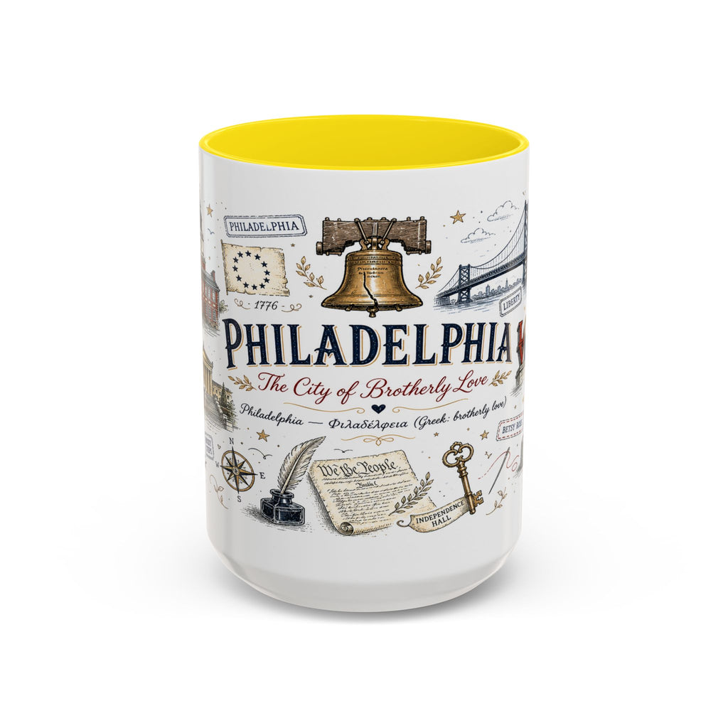 Philadelphia Coffee Mug | Pennsylvania Souvenir City Gift | Accent Color Ceramic 11oz 15oz