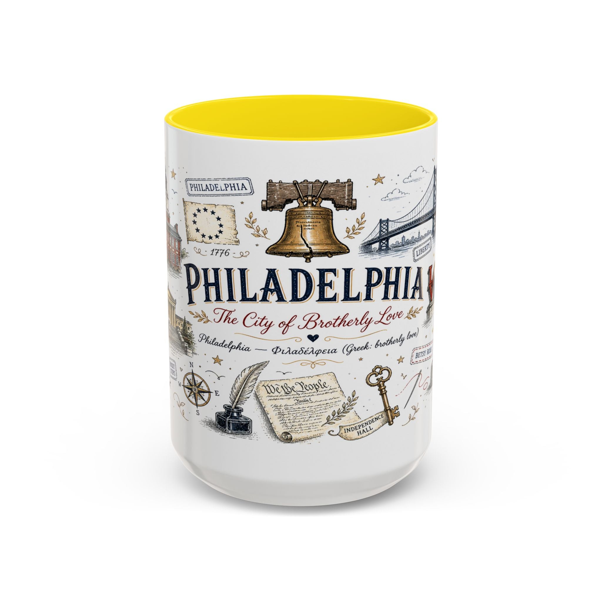 Philadelphia Coffee Mug | Pennsylvania Souvenir City Gift | Accent Color Ceramic 11oz 15oz