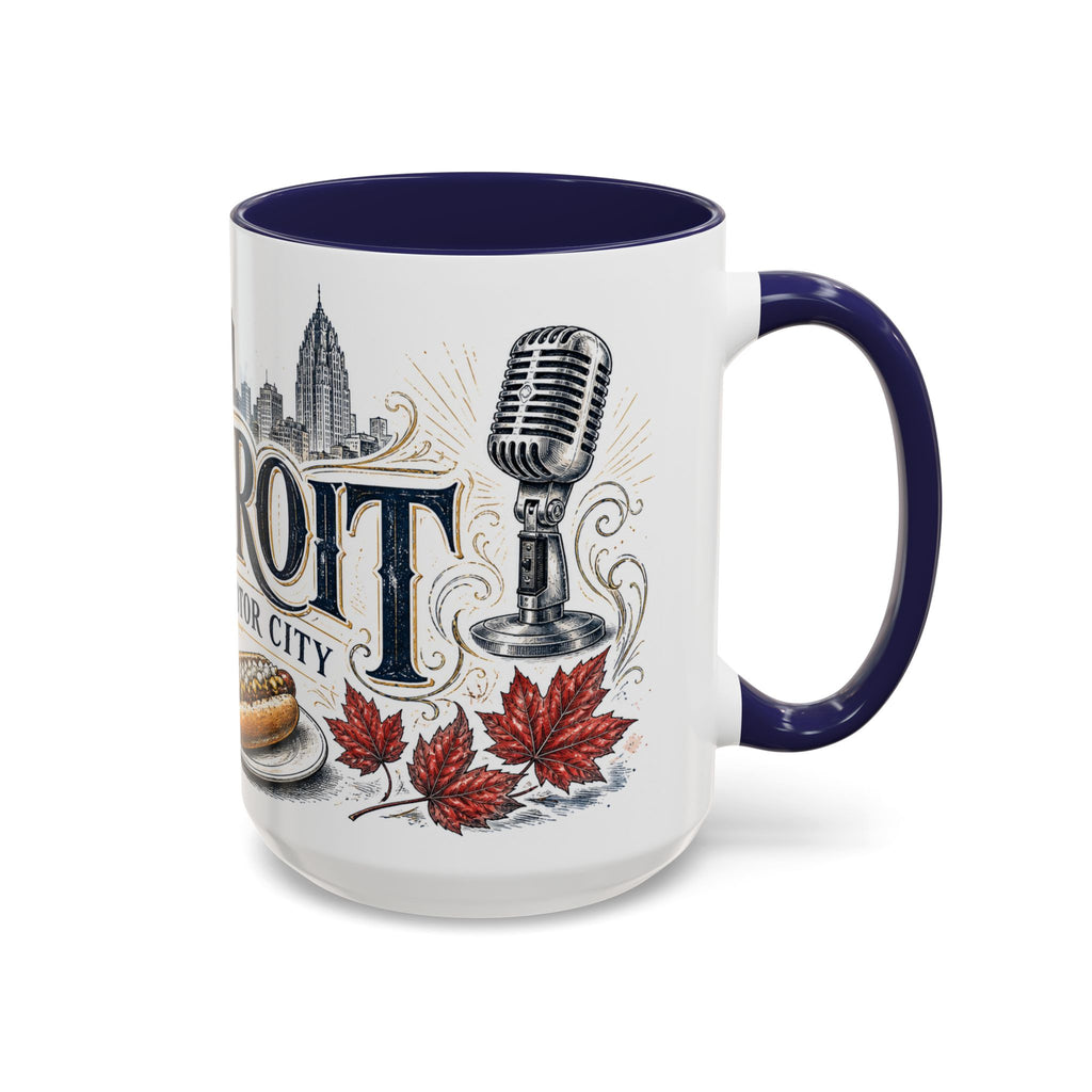 Detroit Coffee Mug | United States Travel Souvenir | Vintage Illustrated City Gift | 11 oz 15 oz Accent Mug