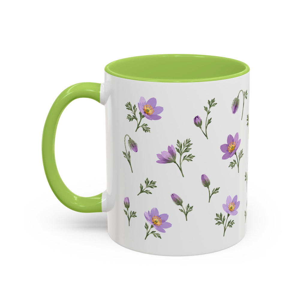 South Dakota Pasque Flower Mug, State Flower Floral Coffee Cup, 11oz Botanical Gift