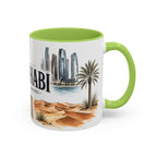 Abu Dhabi Coffee Mug | United Arab Emirates Travel Souvenir | Vintage Illustrated City Gift | 11 oz 15 oz Accent Mug