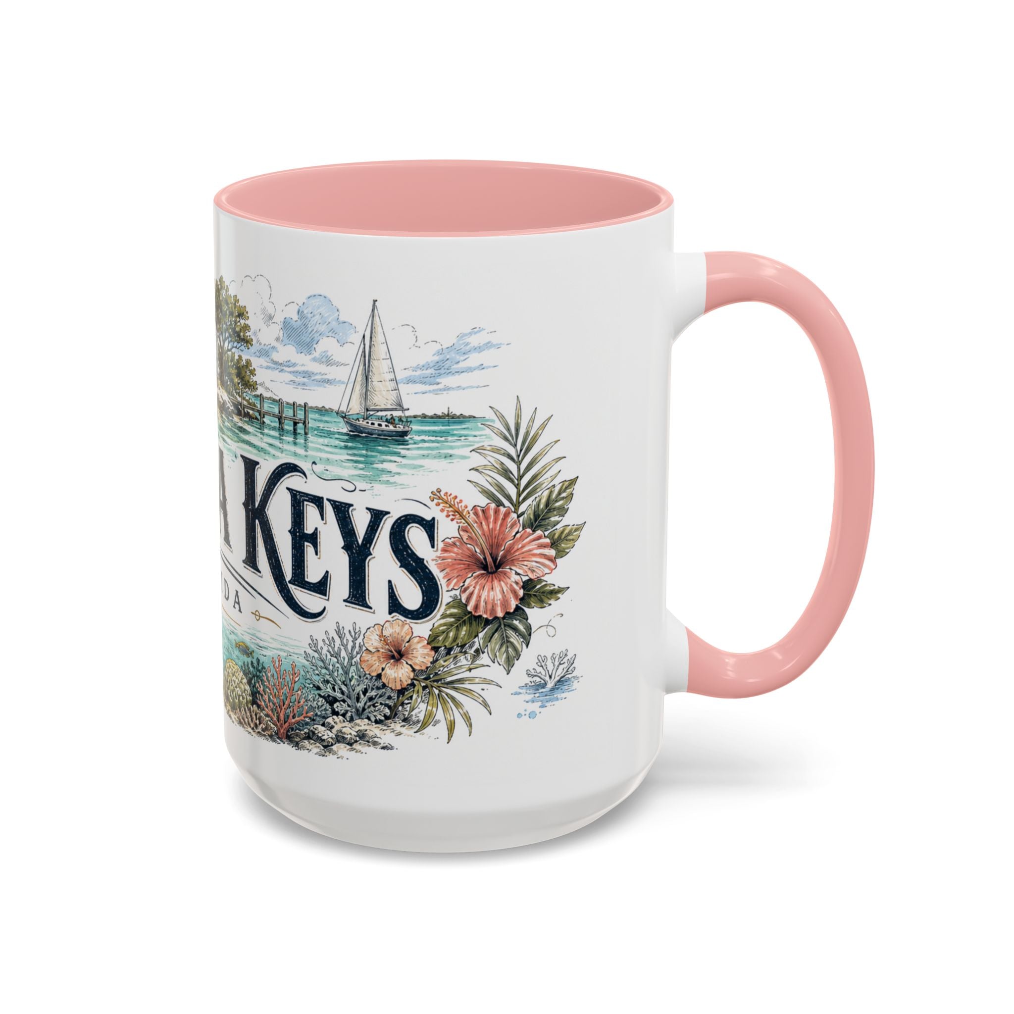 Florida Keys Mug, Florida Travel Souvenir, Bucket List Gift, Accent Ceramic Coffee Mug 11oz 15oz