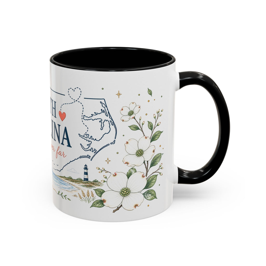 North Carolina State Map Mug | Moving Away, Homesick Gift | Botanical Accent Coffee Cup