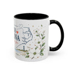 North Carolina State Map Mug | Moving Away, Homesick Gift | Botanical Accent Coffee Cup