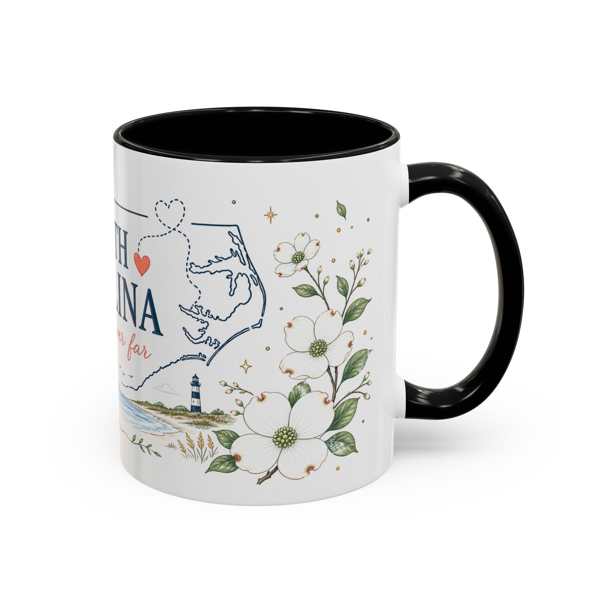 North Carolina State Map Mug | Moving Away, Homesick Gift | Botanical Accent Coffee Cup
