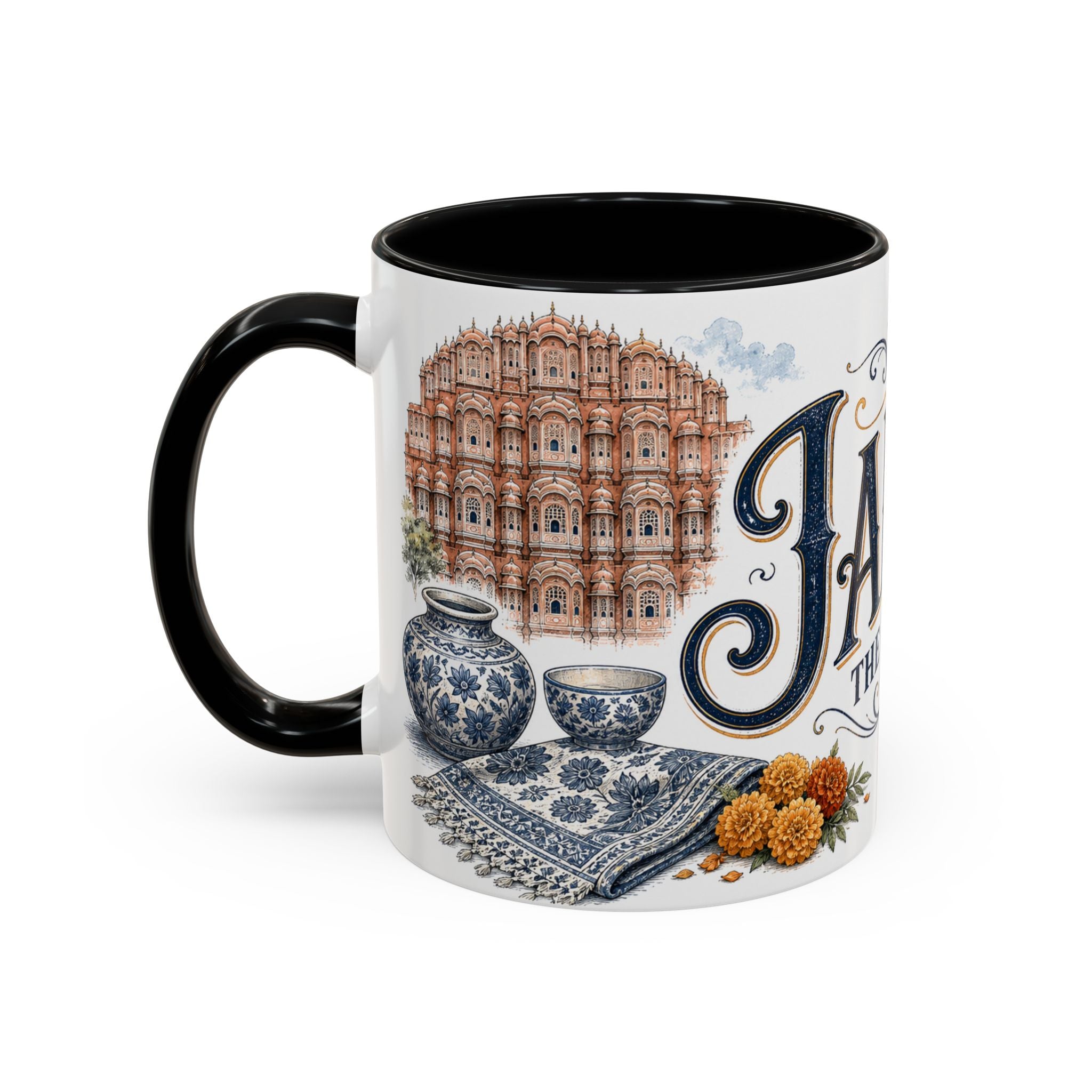 Jaipur Coffee Mug | India Travel Souvenir | Vintage Illustrated City Gift | 11 oz 15 oz Accent Mug