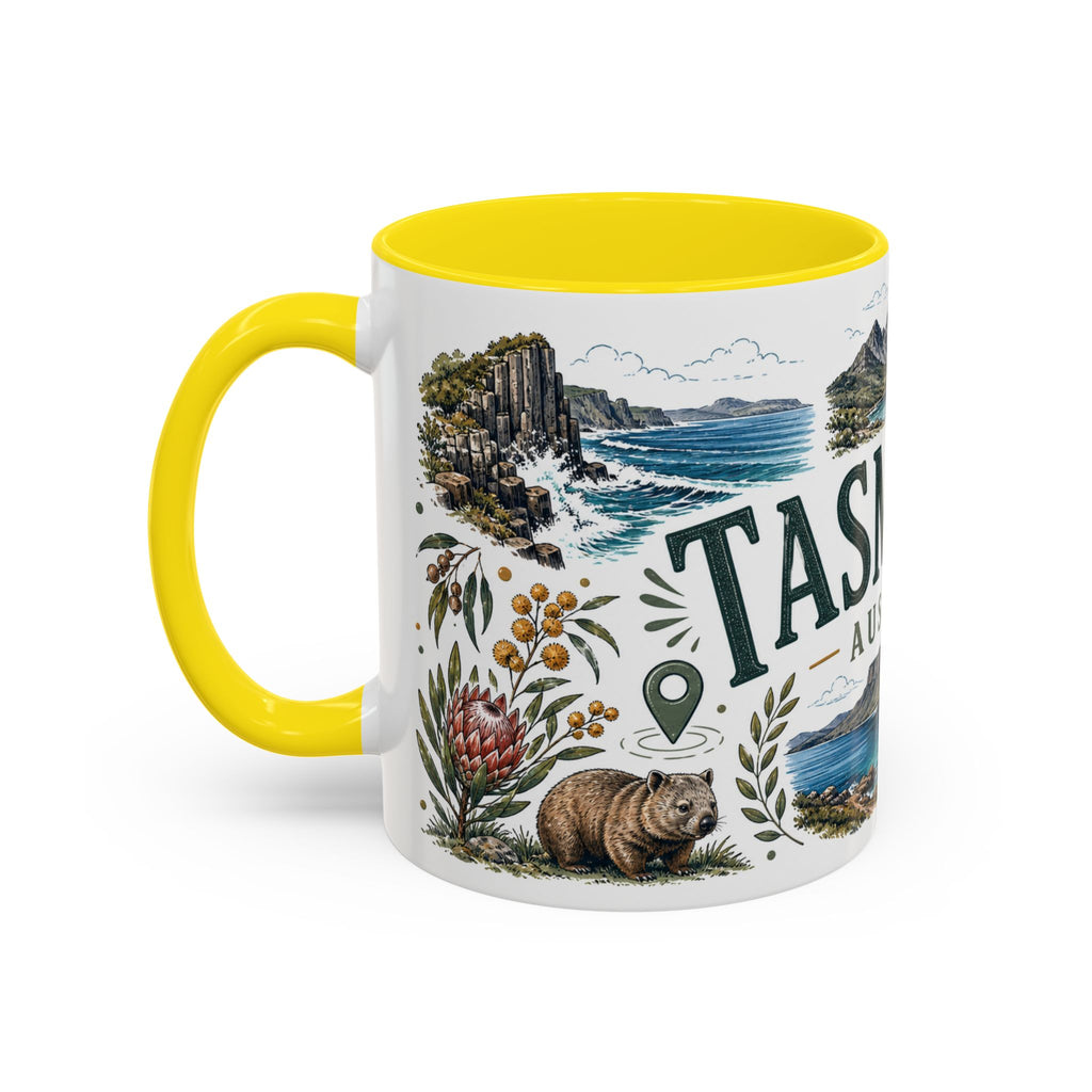 Tasmania Coffee Mug | Travel Destination Souvenir Gift | Accent Color Ceramic 11oz 15oz