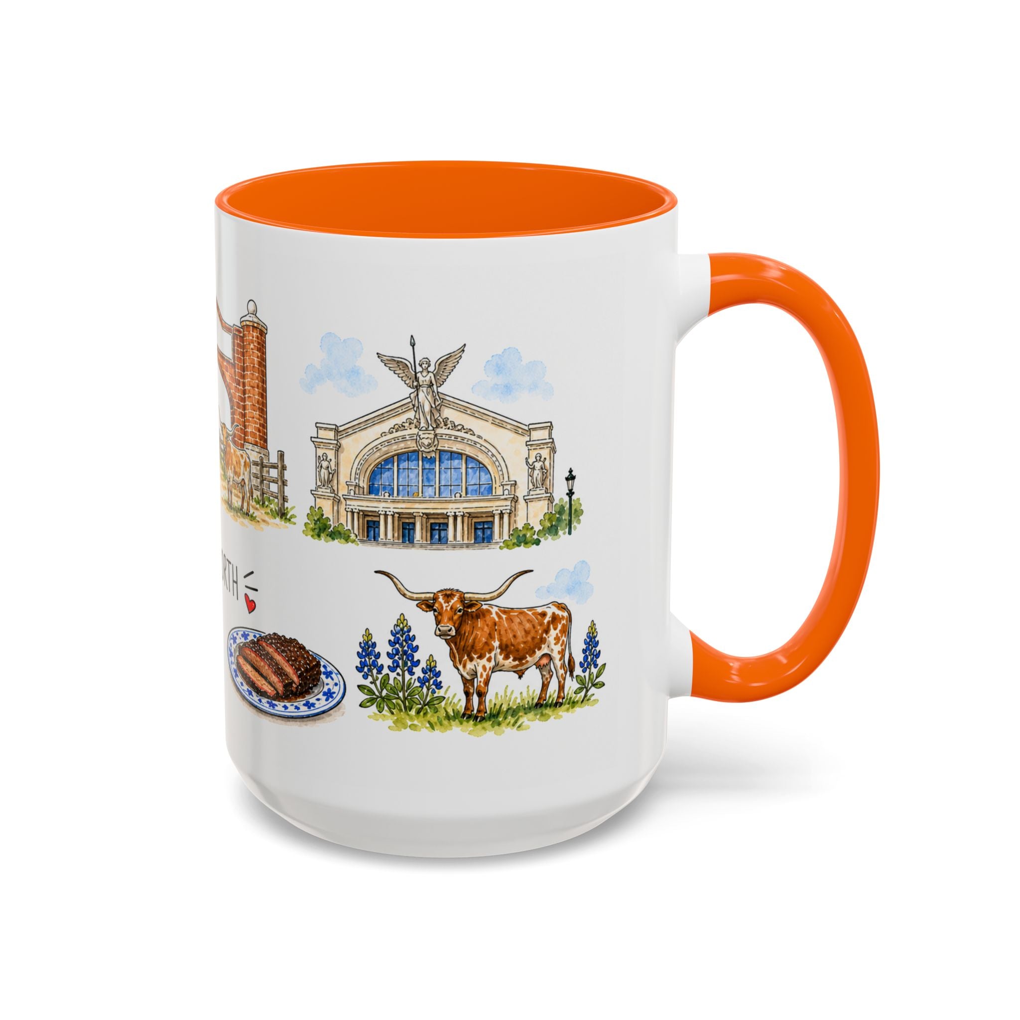 Fort Worth Illustrated Travel Mug | City Souvenir Accent Coffee Mug | 11oz 15oz Ceramic Cup