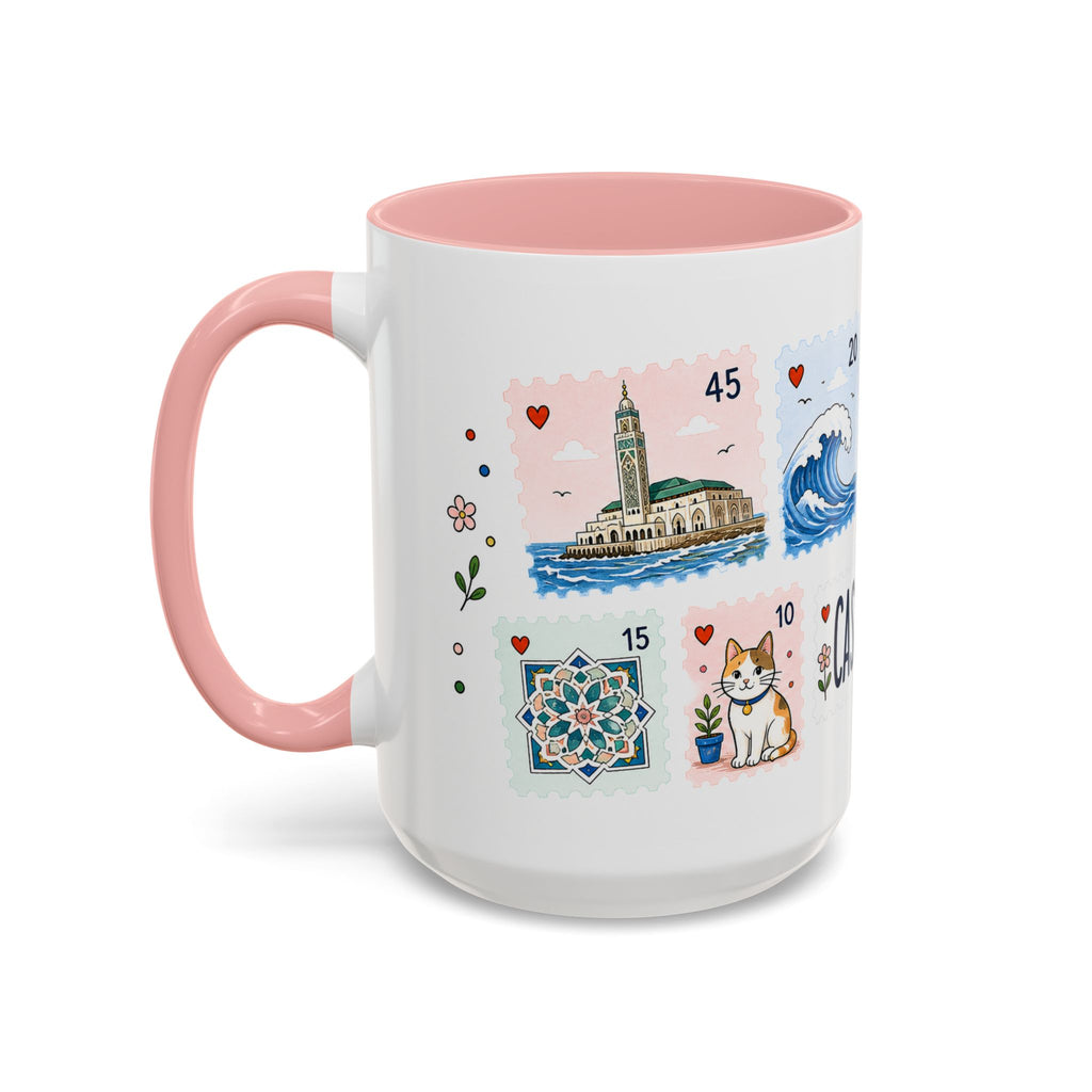 Casablanca Coffee Mug | Postage Stamp Collage Mug | Travel Souvenir Accent Cup 11oz 15oz
