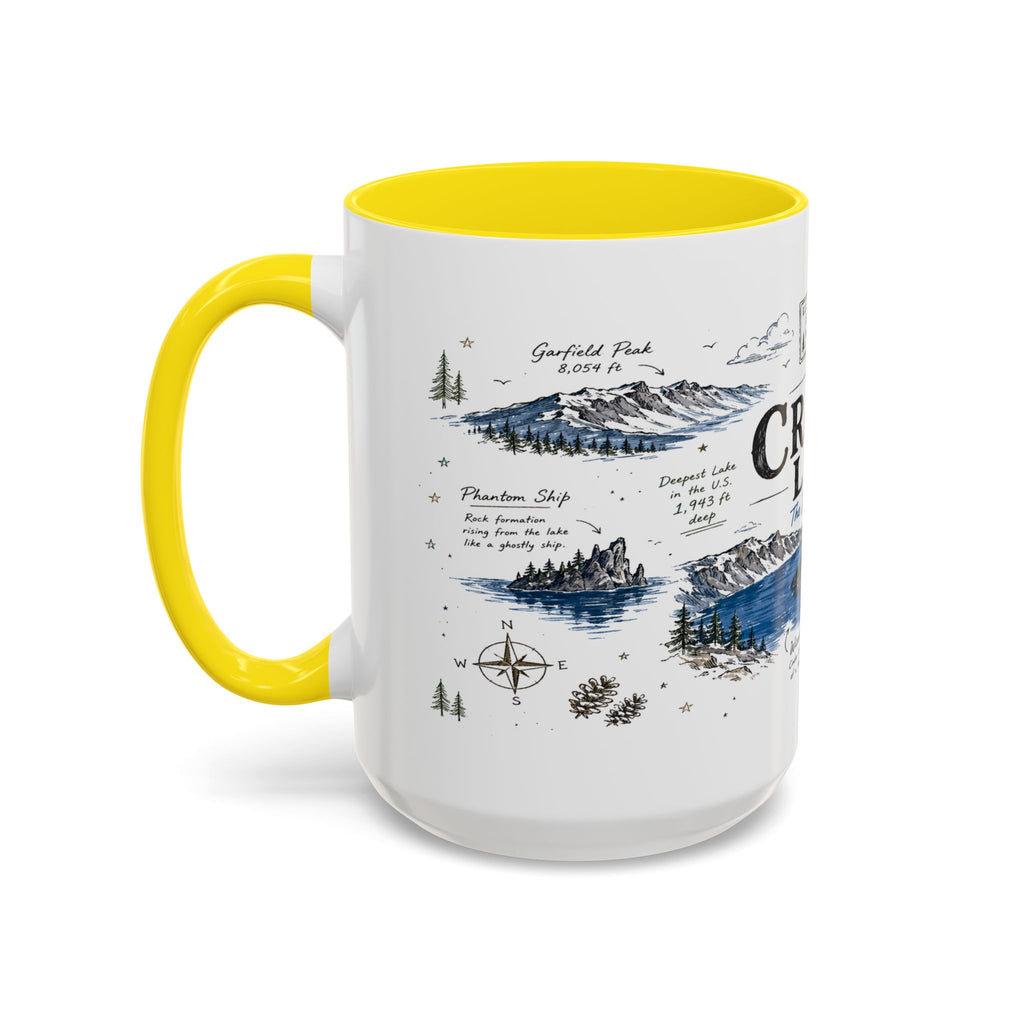 Crater Lake National Park Coffee Mug | Oregon Volcano Blue Lake Hiking Gift | Accent Color Ceramic 11oz 15oz