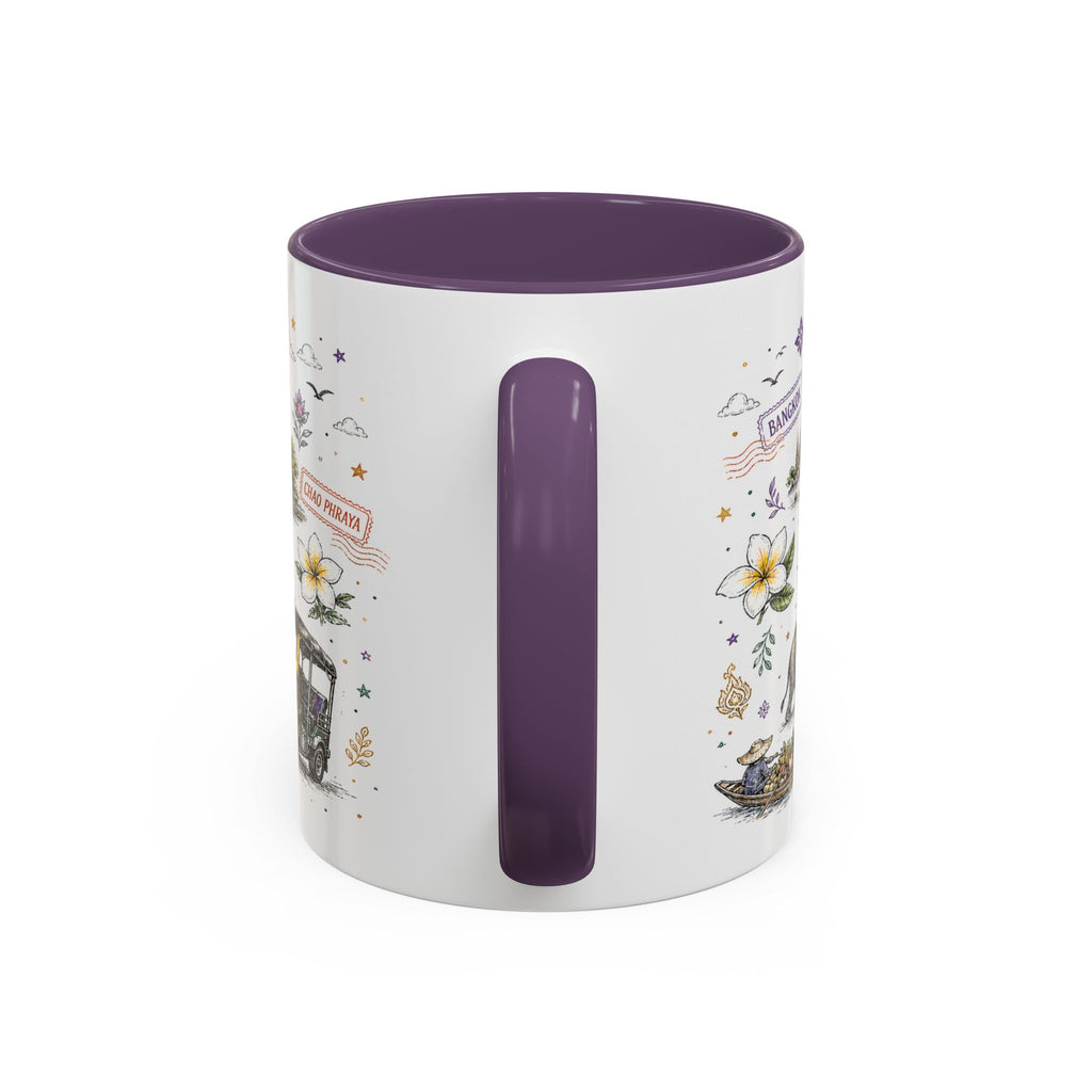 Bangkok Coffee Mug | Thailand Souvenir Travel Gift | Accent Color Ceramic 11oz 15oz