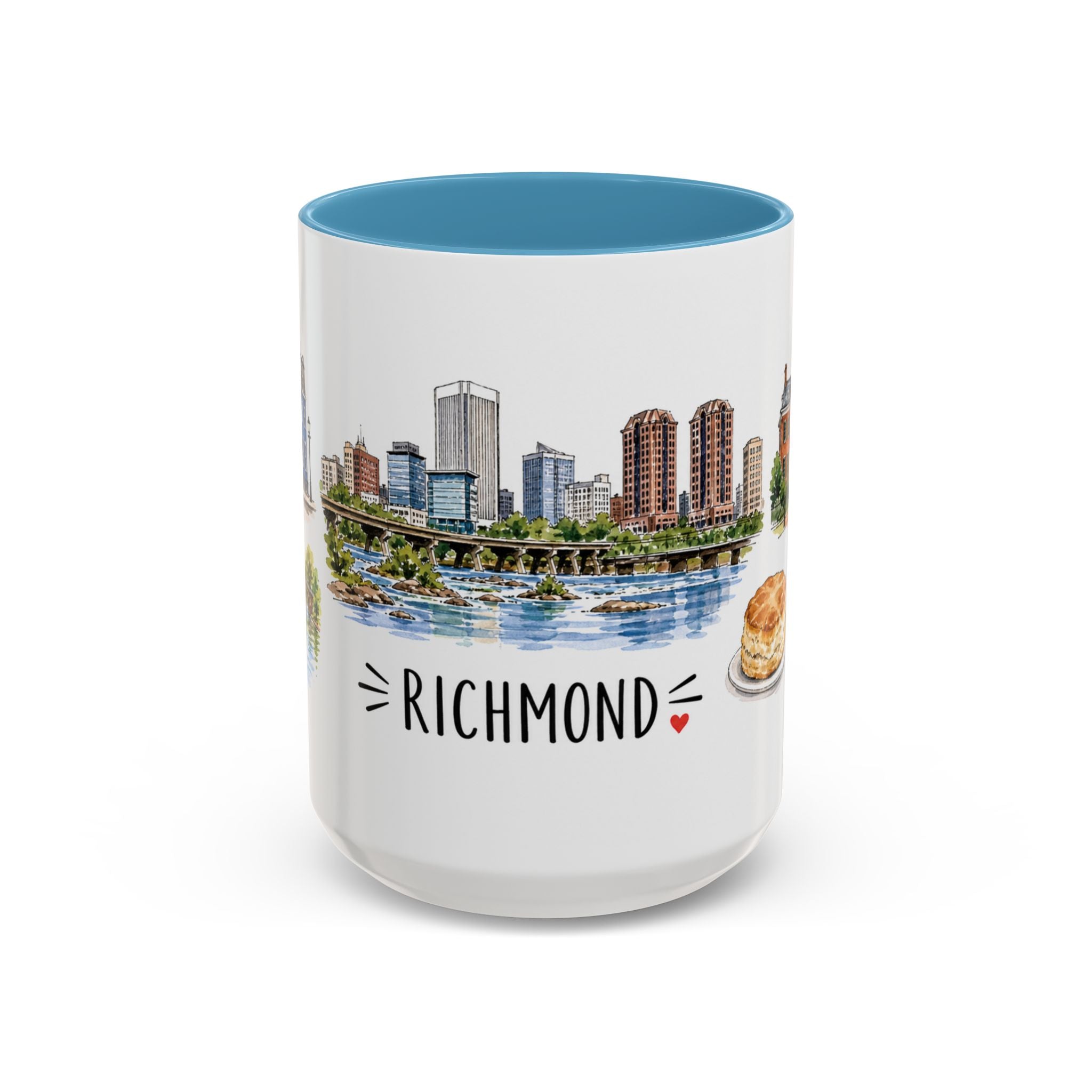 Richmond Illustrated Travel Mug | City Souvenir Accent Coffee Mug | 11oz 15oz Ceramic Cup
