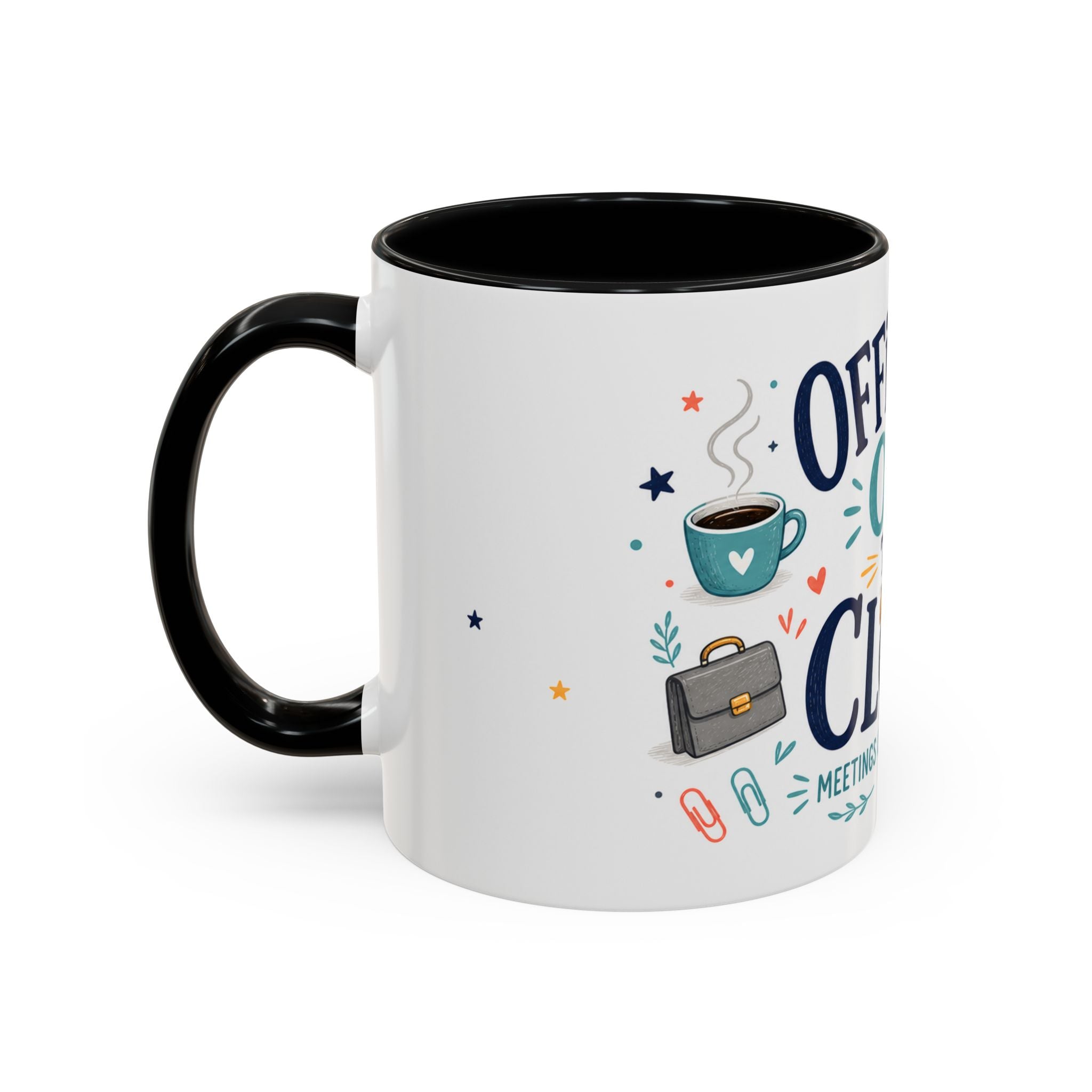 Officially Off The Clock Coffee Mug | Funny Retirement Gift | Accent Color Ceramic 11oz 15oz