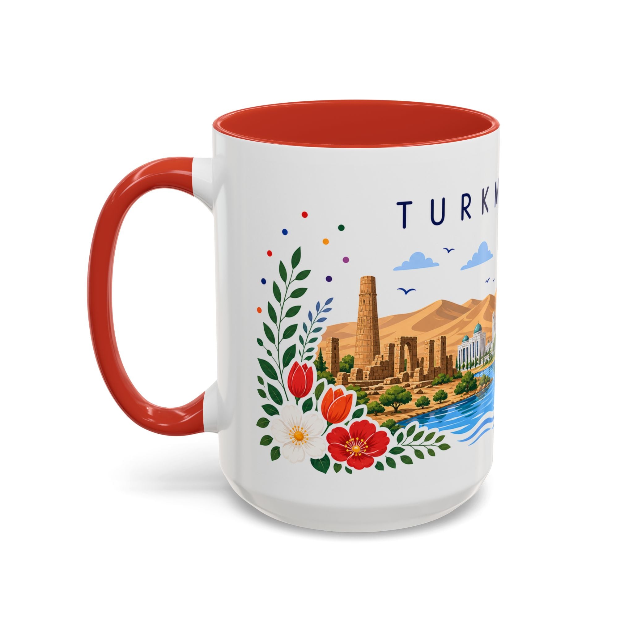 Turkmenistan Coffee Mug | Travel Souvenir Accent Mug | Place Gift Ceramic Cup 11oz 15oz
