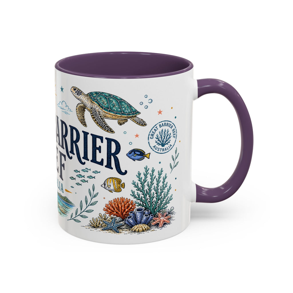 Great Barrier Reef Coffee Mug | Travel Destination Souvenir Gift | Accent Color Ceramic 11oz 15oz