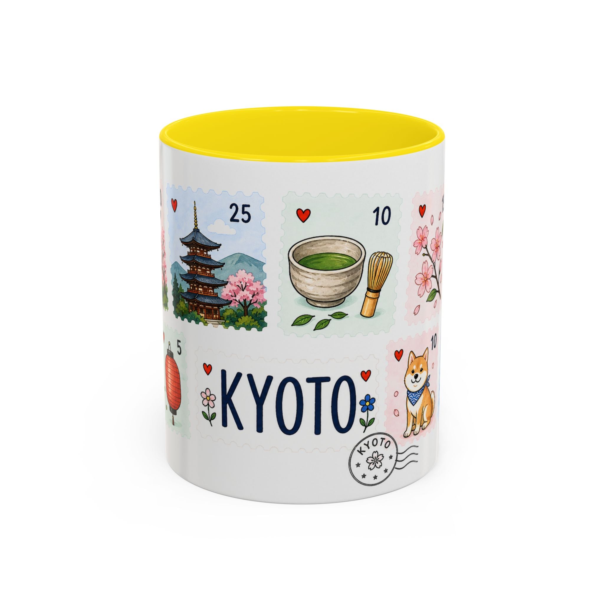 Kyoto Coffee Mug | Postage Stamp Collage Mug | Travel Souvenir Accent Cup 11oz 15oz