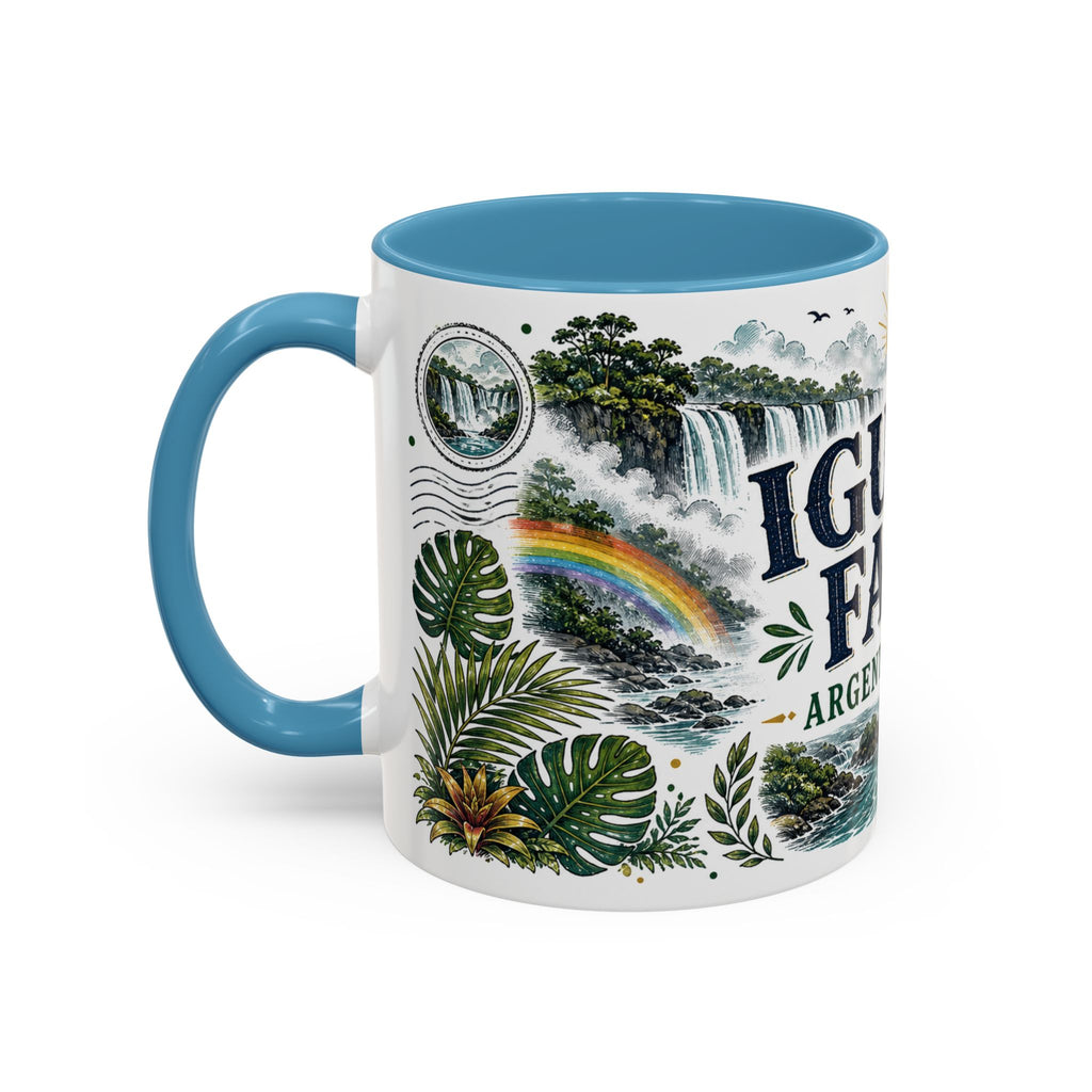 Iguazu Falls Coffee Mug | Travel Destination Souvenir Gift | Accent Color Ceramic 11oz 15oz