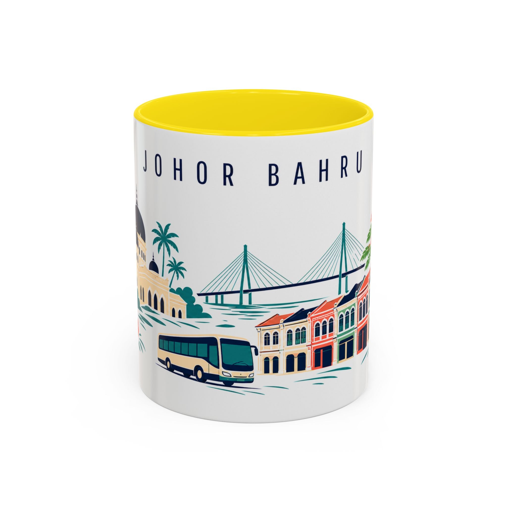 Johor Bahru Coffee Mug | Malaysia Travel Souvenir | Porcelain Decal City Gift | 11oz 15oz Accent Mug