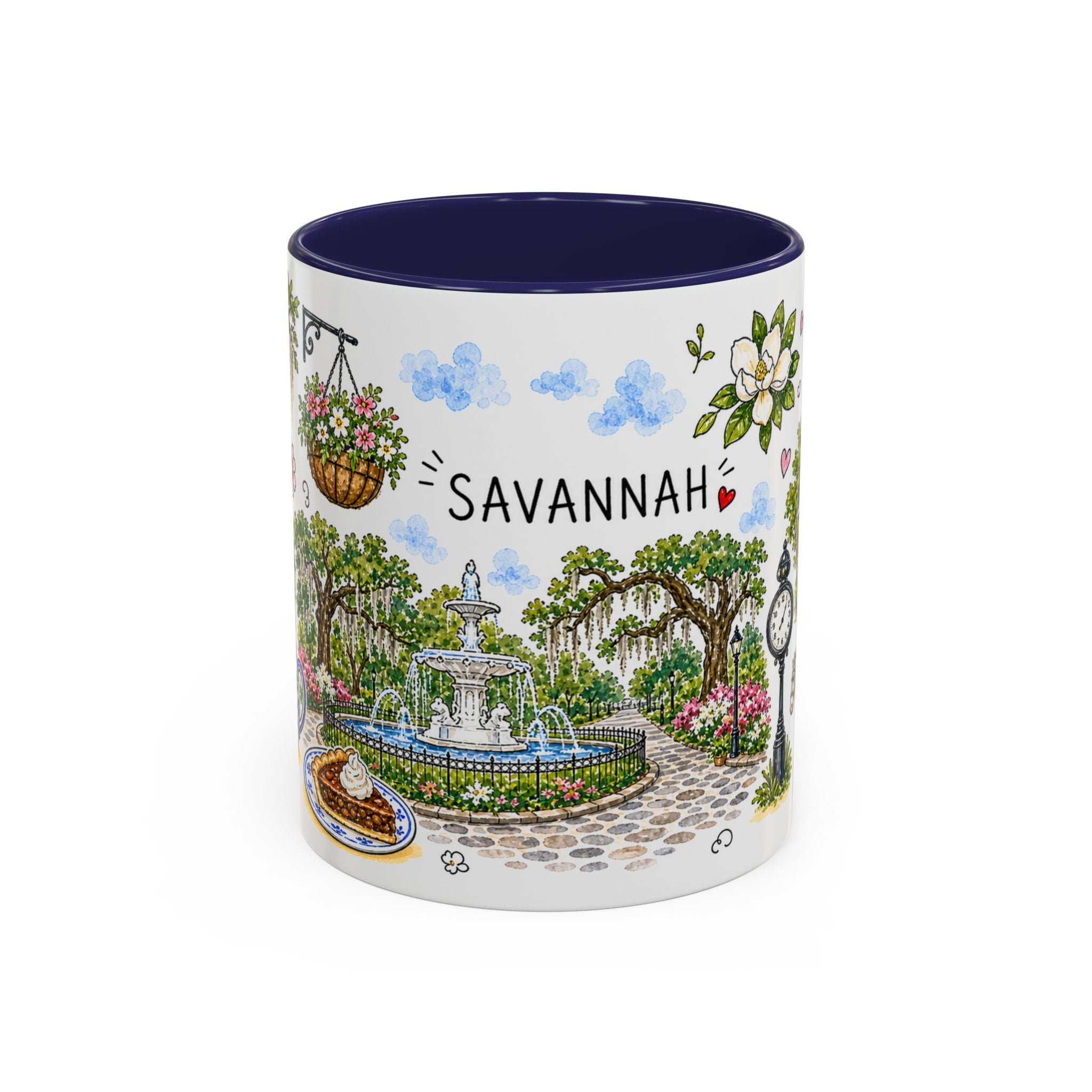Savannah Illustrated Travel Mug | City Souvenir Accent Coffee Mug | 11oz 15oz Ceramic Cup