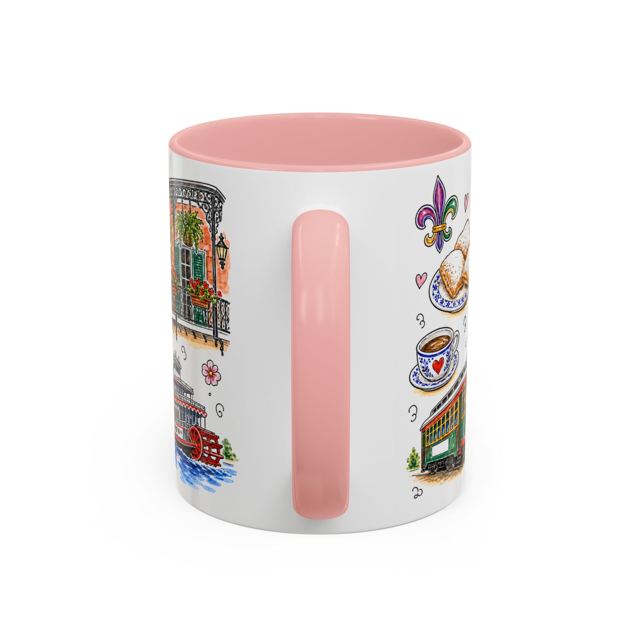 New Orleans Illustrated Travel Mug | City Souvenir Accent Coffee Mug | 11oz 15oz Ceramic Cup