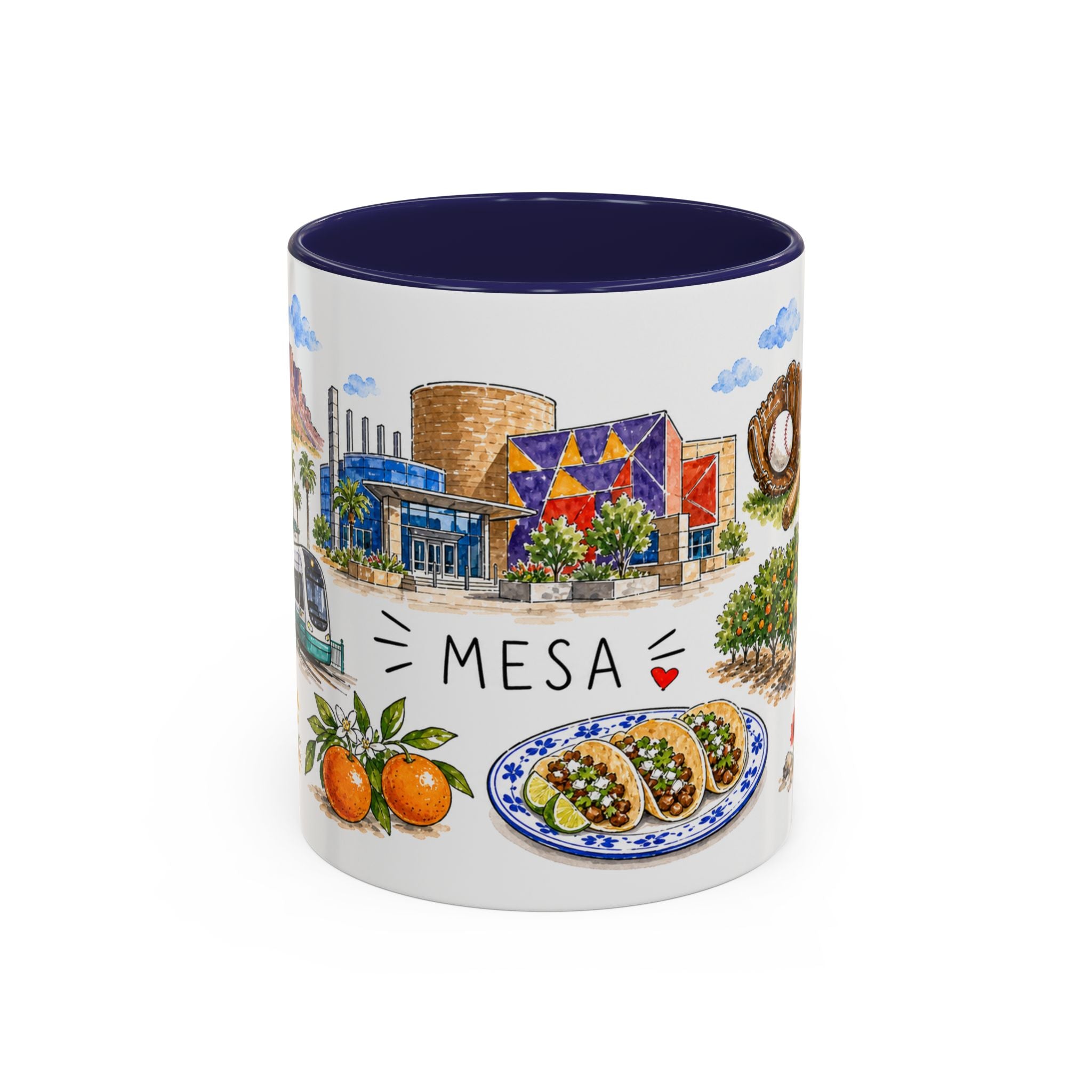 Mesa Illustrated Travel Mug | City Souvenir Accent Coffee Mug | 11oz 15oz Ceramic Cup