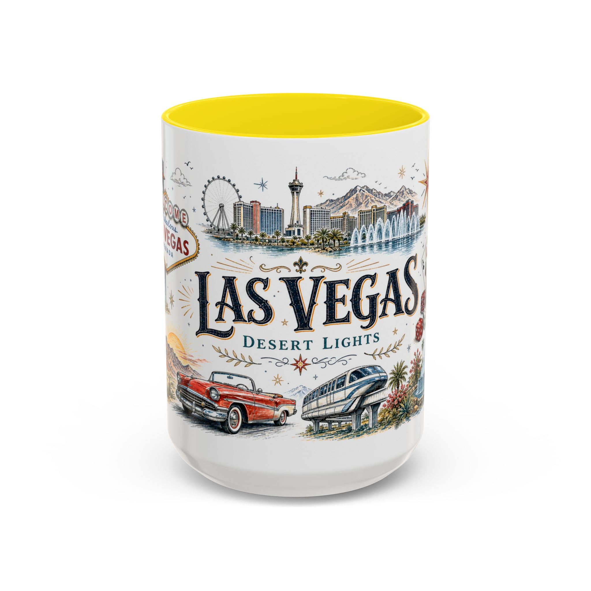 Las Vegas Coffee Mug | United States Travel Souvenir | Vintage Illustrated City Gift | 11 oz 15 oz Accent Mug