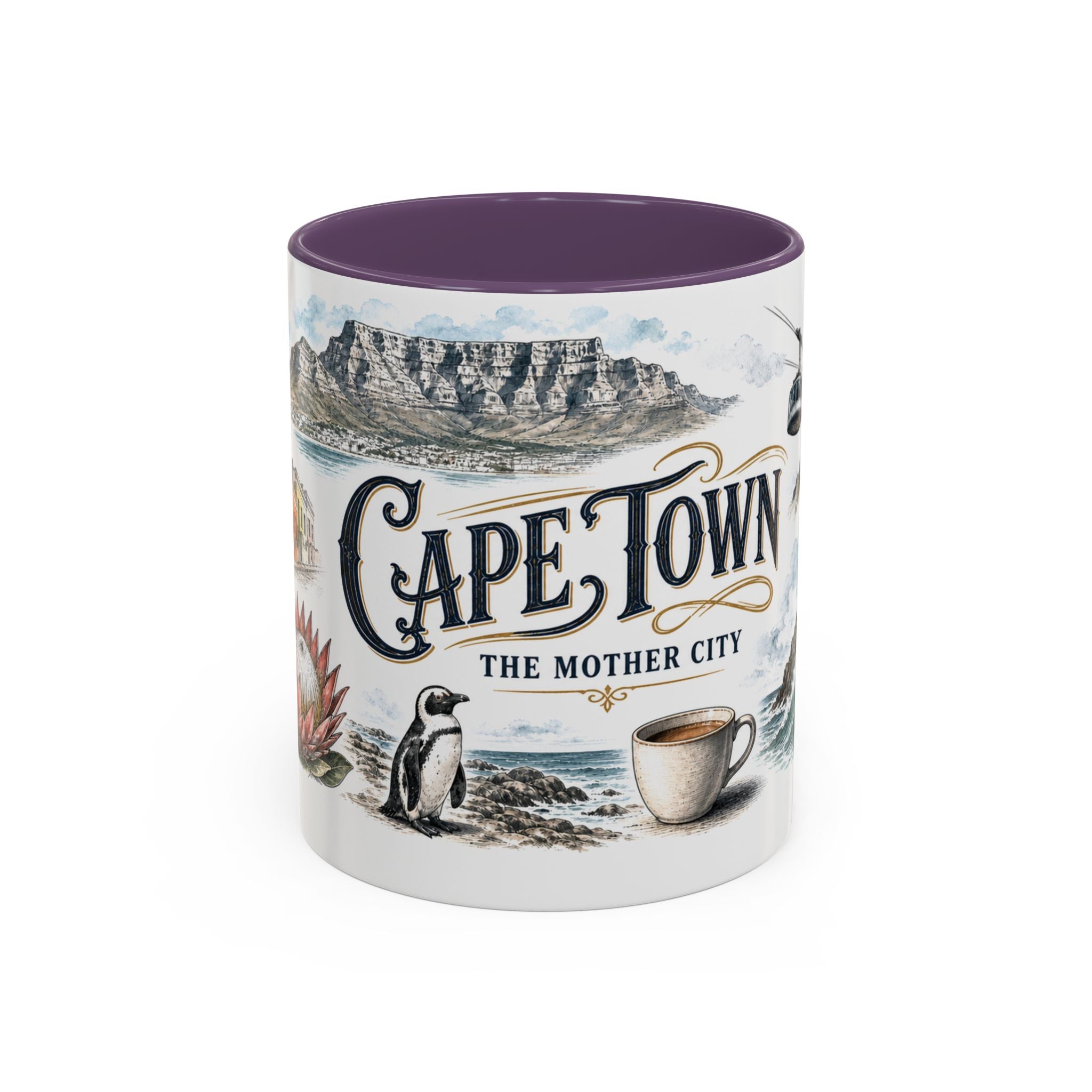 Cape Town Coffee Mug | South Africa Travel Souvenir | Vintage Illustrated City Gift | 11 oz 15 oz Accent Mug