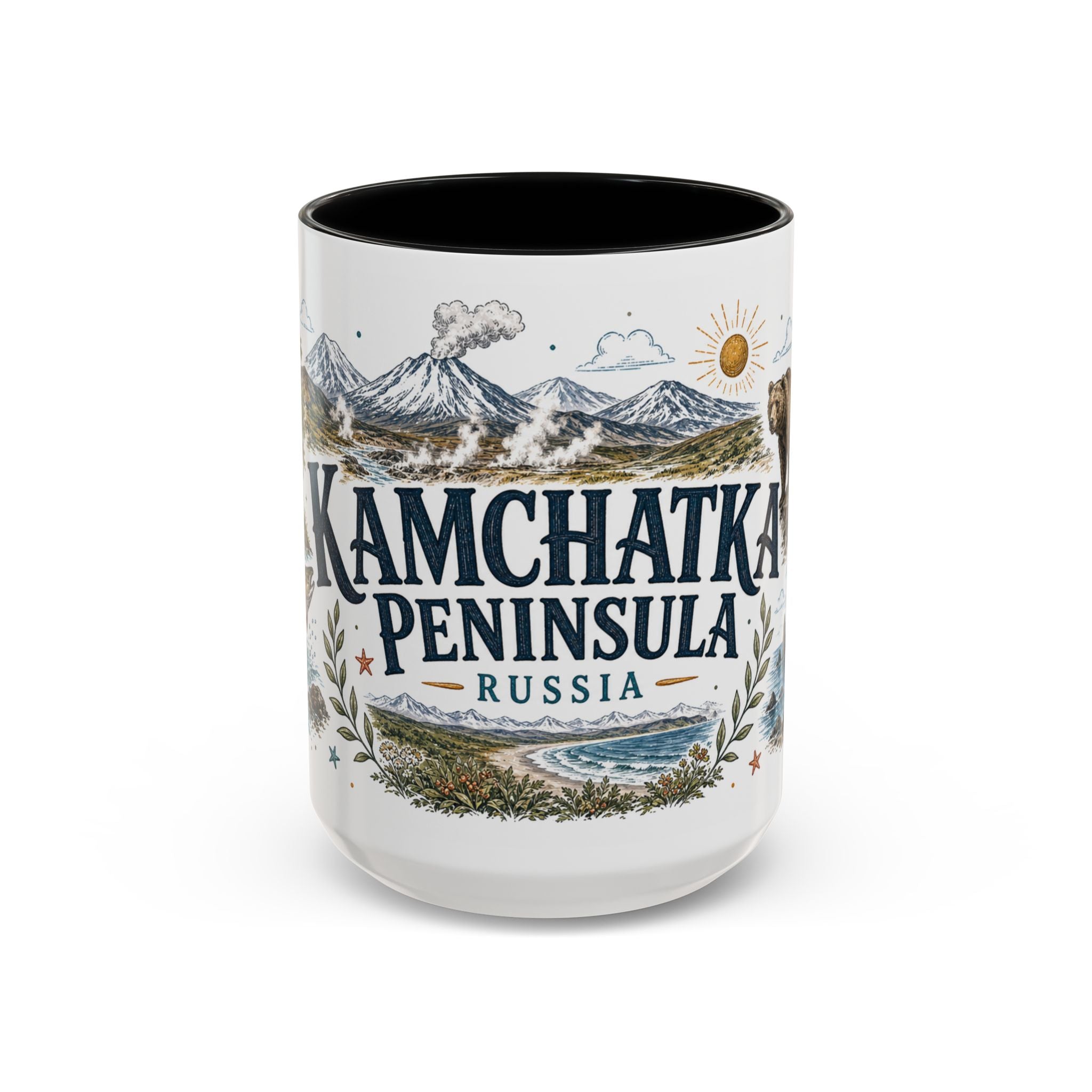 Kamchatka Peninsula Mug, Russia Travel Souvenir, Bucket List Gift, Accent Ceramic Coffee Mug 11oz 15oz