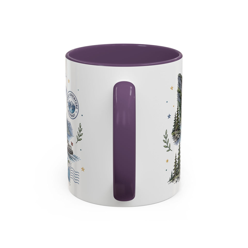 Norwegian Fjords Coffee Mug | Travel Destination Souvenir Gift | Accent Color Ceramic 11oz 15oz