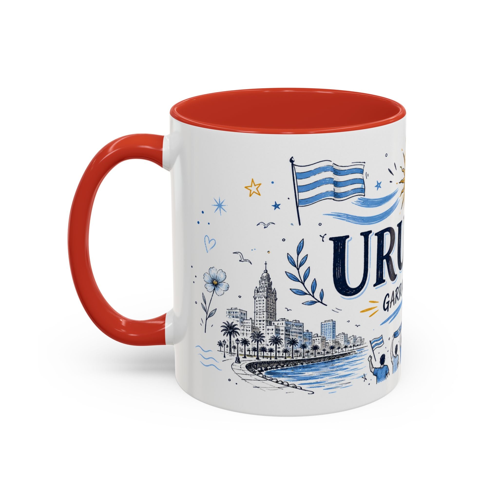 Uruguay Soccer Coffee Mug | World Cup Fan Gift | Accent Color Ceramic 11oz 15oz Match Day Cup