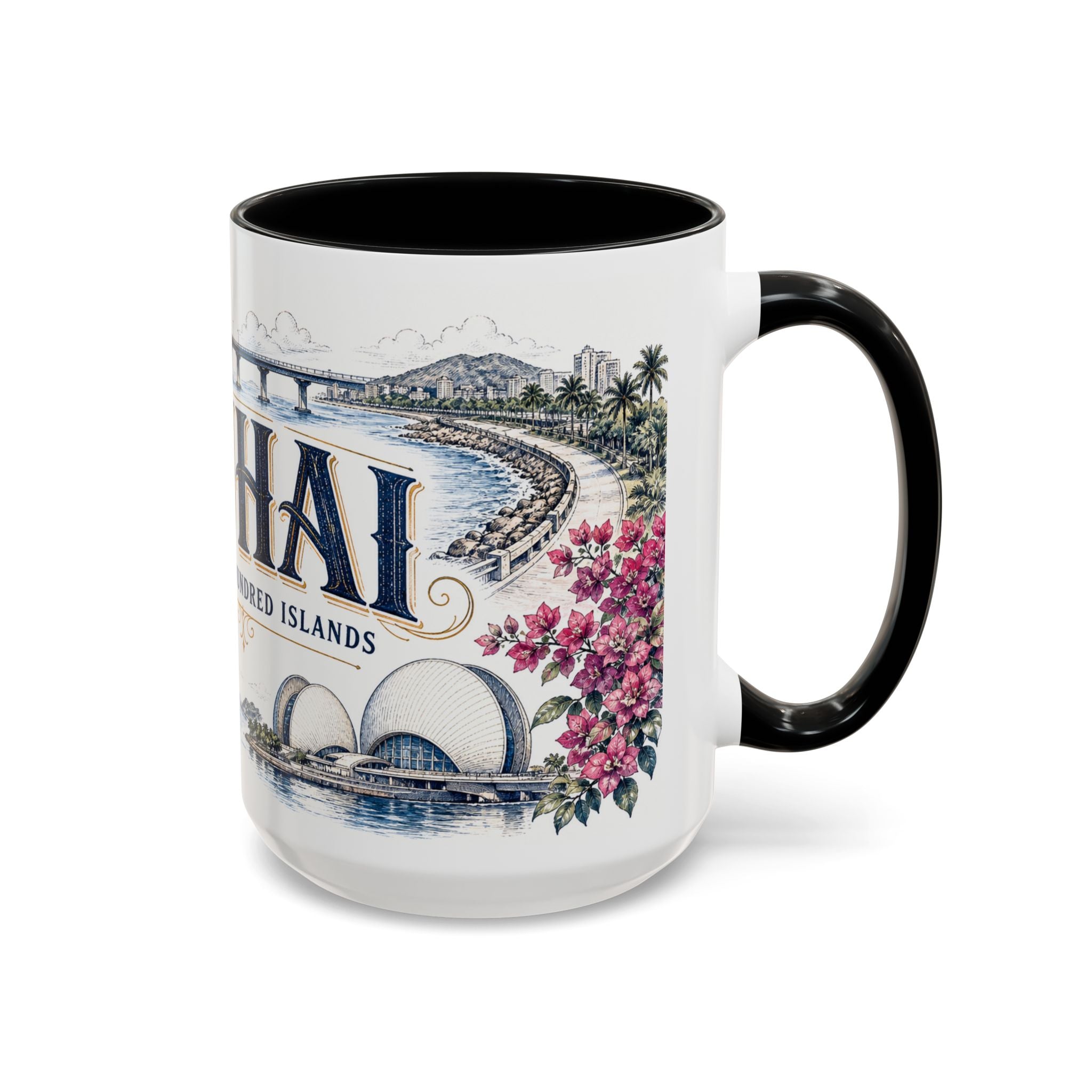 Zhuhai Coffee Mug | China Travel Souvenir | Vintage Illustrated City Gift | 11 oz 15 oz Accent Mug