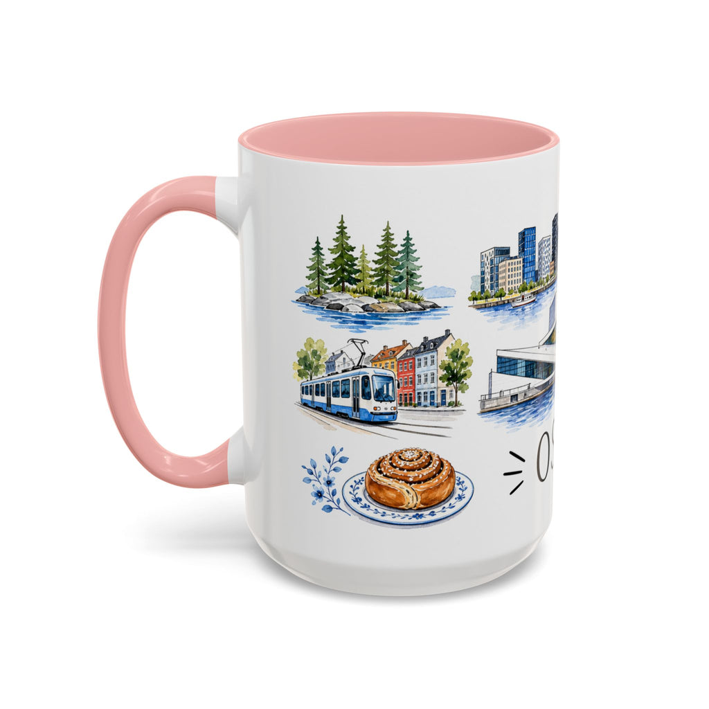 Oslo Illustrated Travel Mug | City Souvenir Accent Coffee Mug | 11oz 15oz Ceramic Cup
