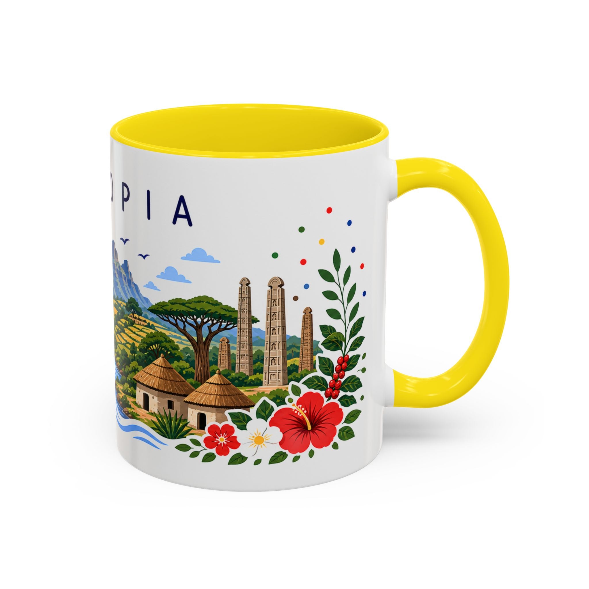 Ethiopia Coffee Mug | Travel Souvenir Accent Mug | Place Gift Ceramic Cup 11oz 15oz