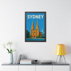 Sydney Cathedral Australia Framed Poster | Vintage Travel Wall Art | Black Walnut White Frame | 16x24 20x30