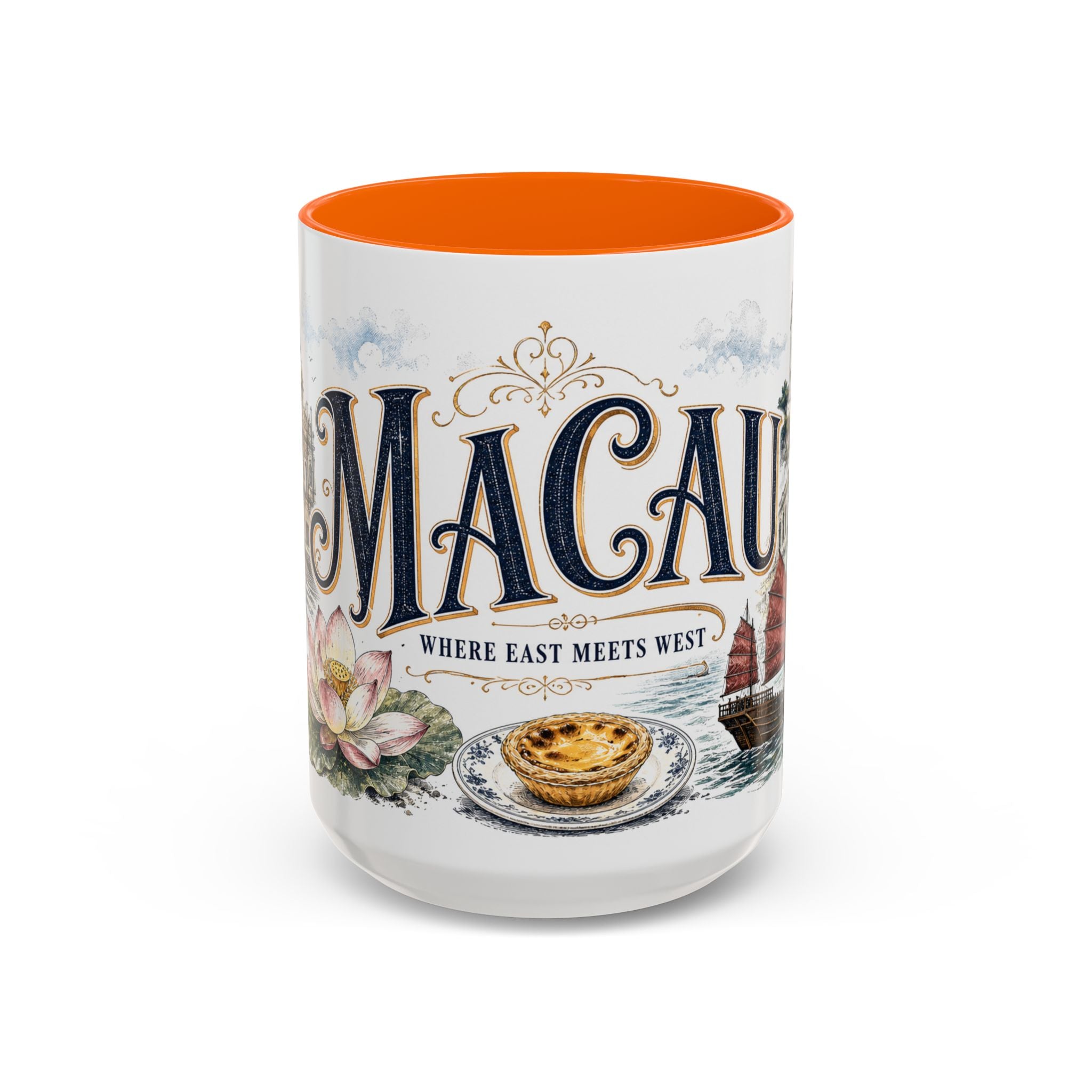 Macau Coffee Mug | Macau Travel Souvenir | Vintage Illustrated City Gift | 11 oz 15 oz Accent Mug