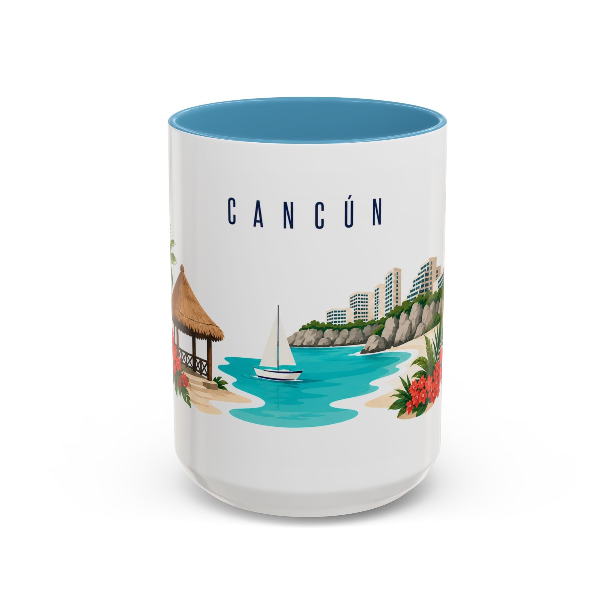 Cancún Coffee Mug | Mexico Travel Souvenir | Porcelain Decal City Gift | 11oz 15oz Accent Mug