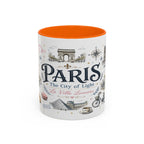 Paris Coffee Mug | France Souvenir Travel Gift | Accent Color Ceramic 11oz 15oz