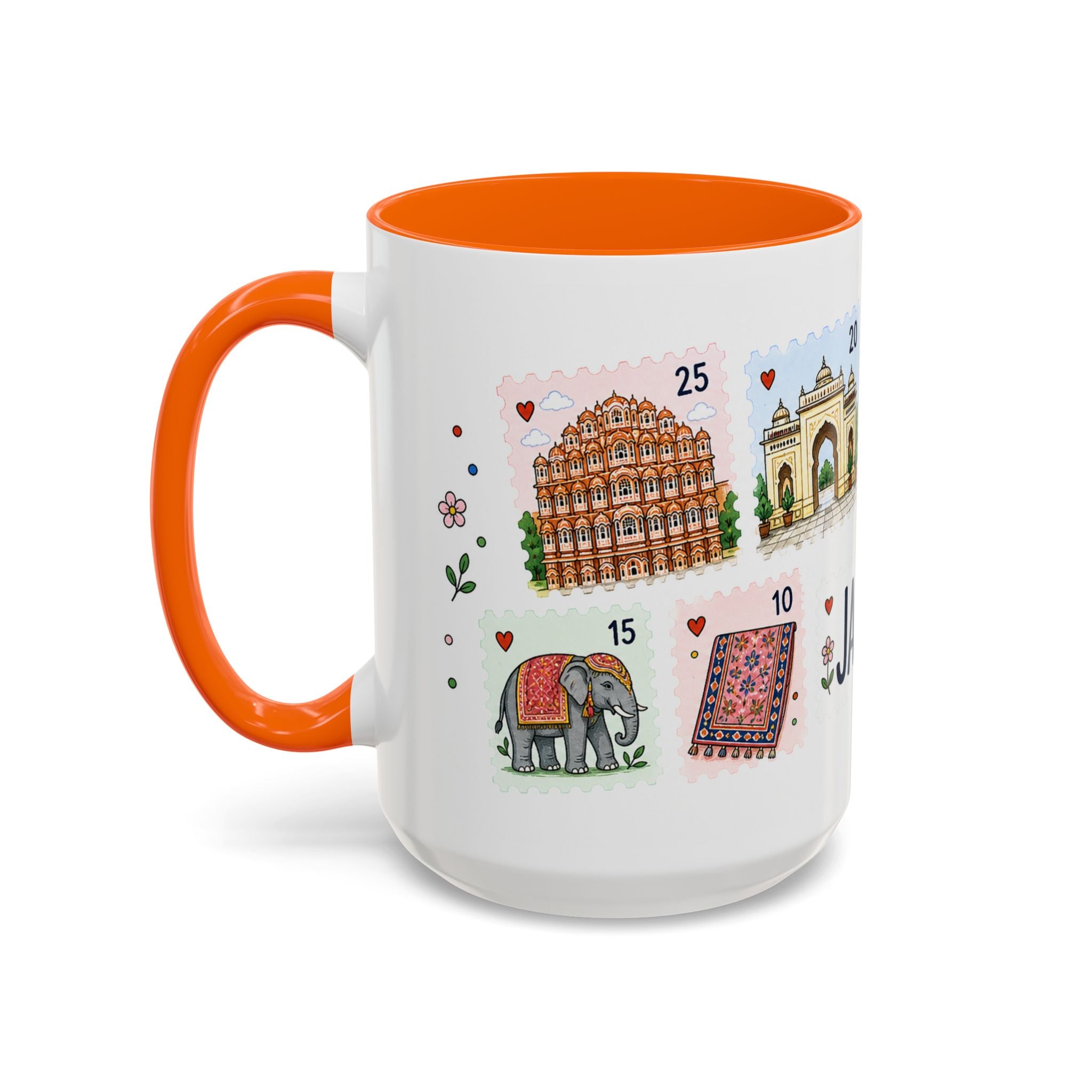 Jaipur Coffee Mug | Postage Stamp Collage Mug | Travel Souvenir Accent Cup 11oz 15oz