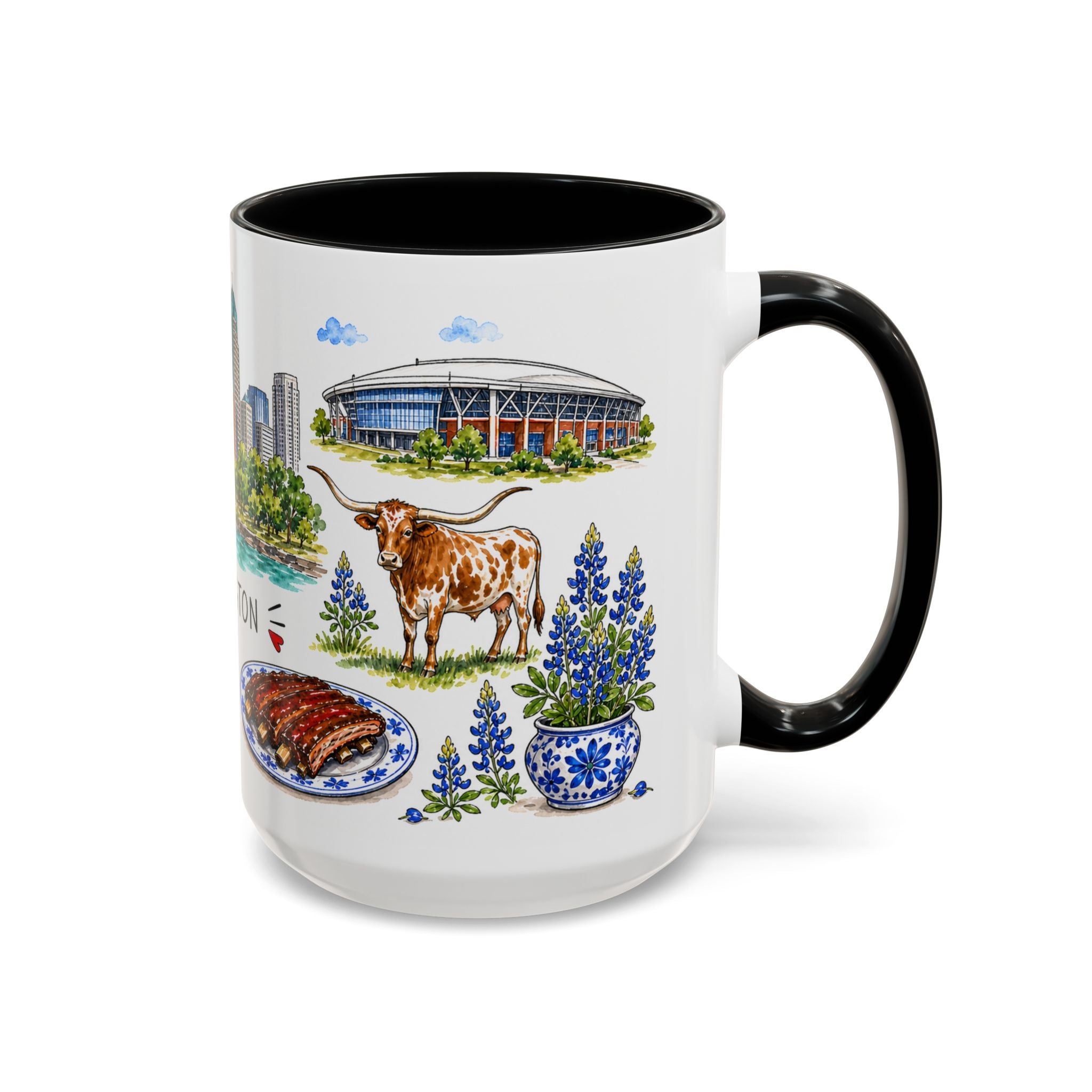 Arlington Illustrated Travel Mug | City Souvenir Accent Coffee Mug | 11oz 15oz Ceramic Cup