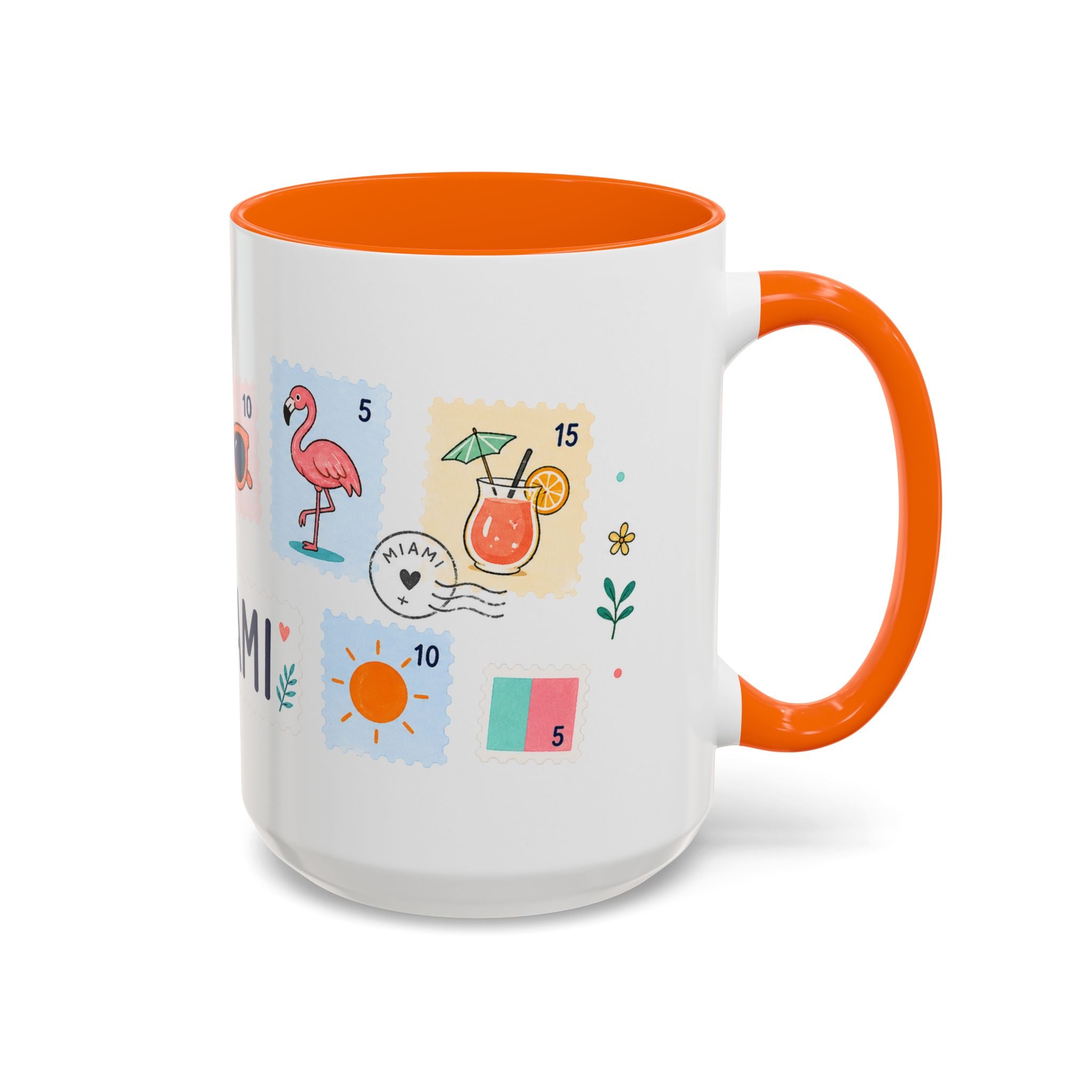 Miami Coffee Mug | Postage Stamp Collage Mug | Travel Souvenir Accent Cup 11oz 15oz