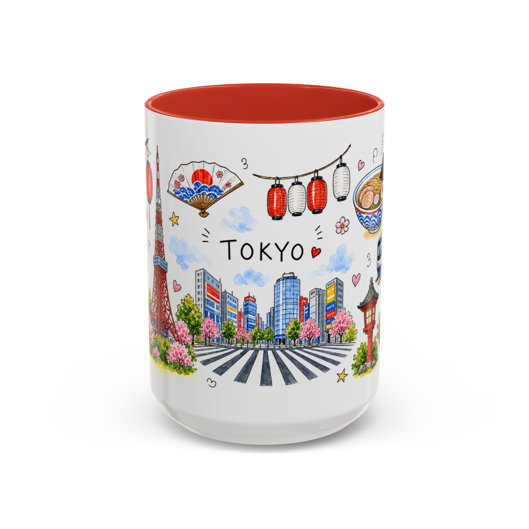 Tokyo Illustrated Travel Mug | City Souvenir Accent Coffee Mug | 11oz 15oz Ceramic Cup