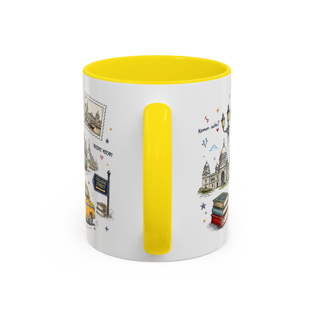 Kolkata Coffee Mug | India Souvenir Travel Gift | Accent Color Ceramic 11oz 15oz