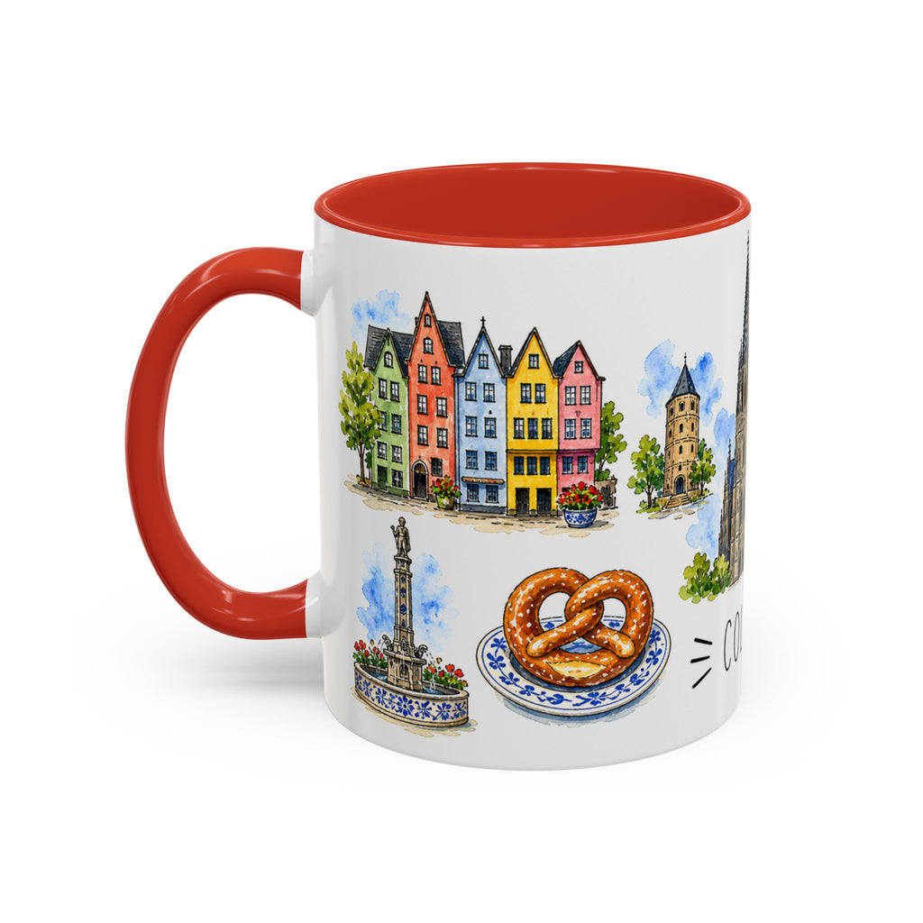 Cologne Illustrated Travel Mug | City Souvenir Accent Coffee Mug | 11oz 15oz Ceramic Cup